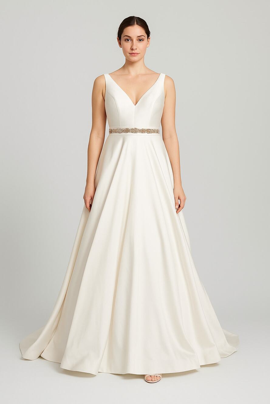 Madison James Bridal Ball Gown A-Line Long Dress Rhinestone White MJ501 Size 14